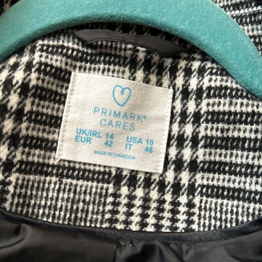 PRIMARK PLAID TOPCOAT SIZE 10 - Picture 6 of 7